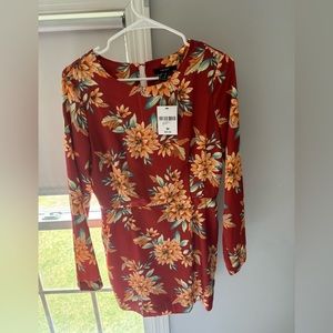 Forever 21 Women’s Floral Print Rust Orange Mini Dress Size Medium NWT